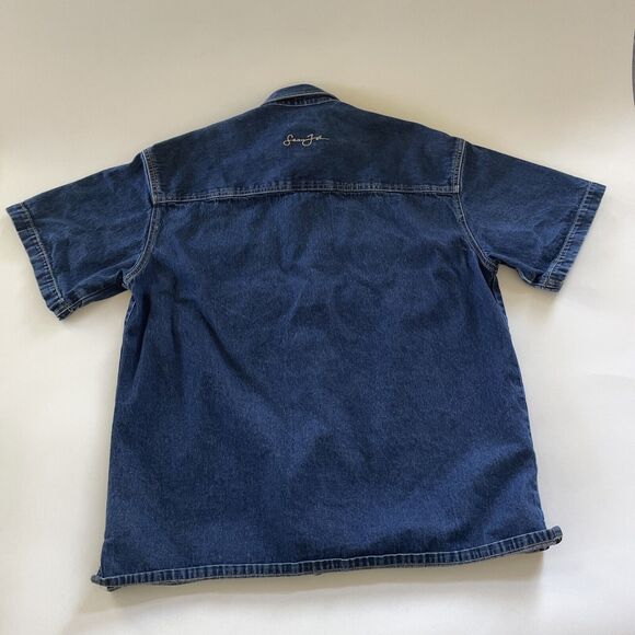 VINTAGE Sean‎ John Denim Jean Shirt Mens Medium Hip Hop Y2K Button Up Streetwear - Picture 4 of 12